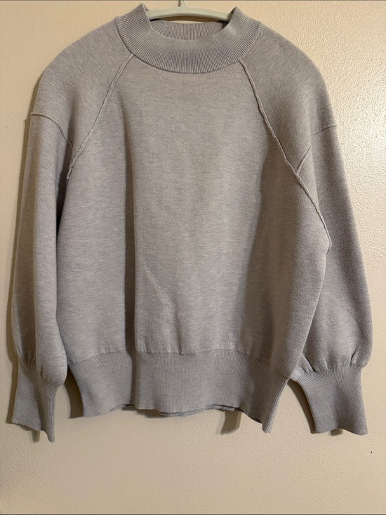 Zenana Outfitters Sweaters - Zenana Outfitters Mock Neck Balloon Sleeve Sweater - Cream
